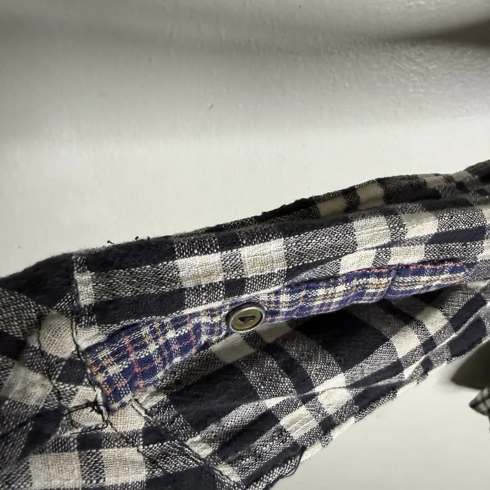Free People Catch Up With Me Plaid Flannel Shirt Black Purple Womens Smal